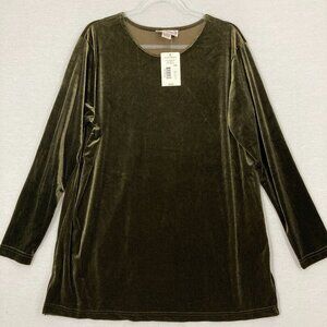 New Bechamel Velvet Stretch Pullover Top Large Round Neck Long Sleeve